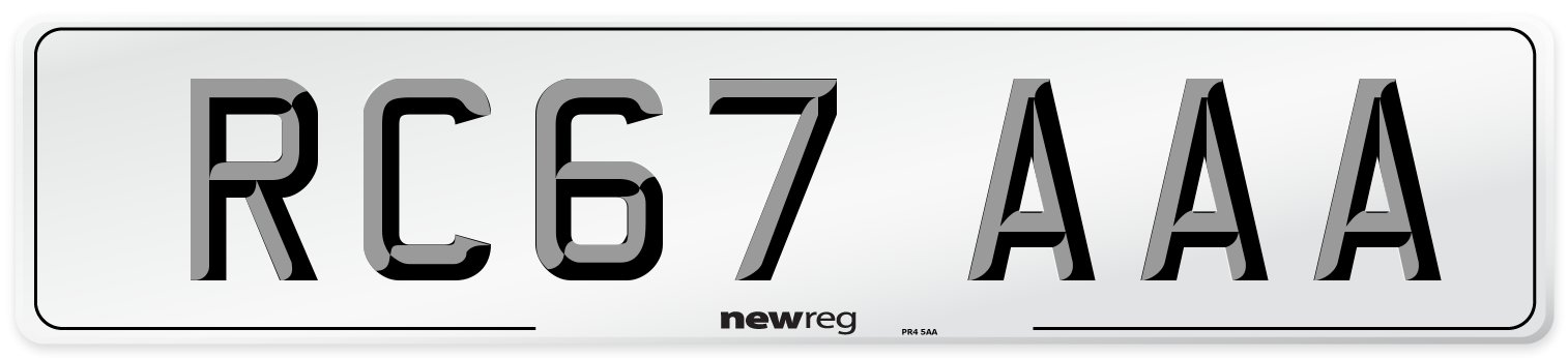 RC67 AAA Number Plate from New Reg